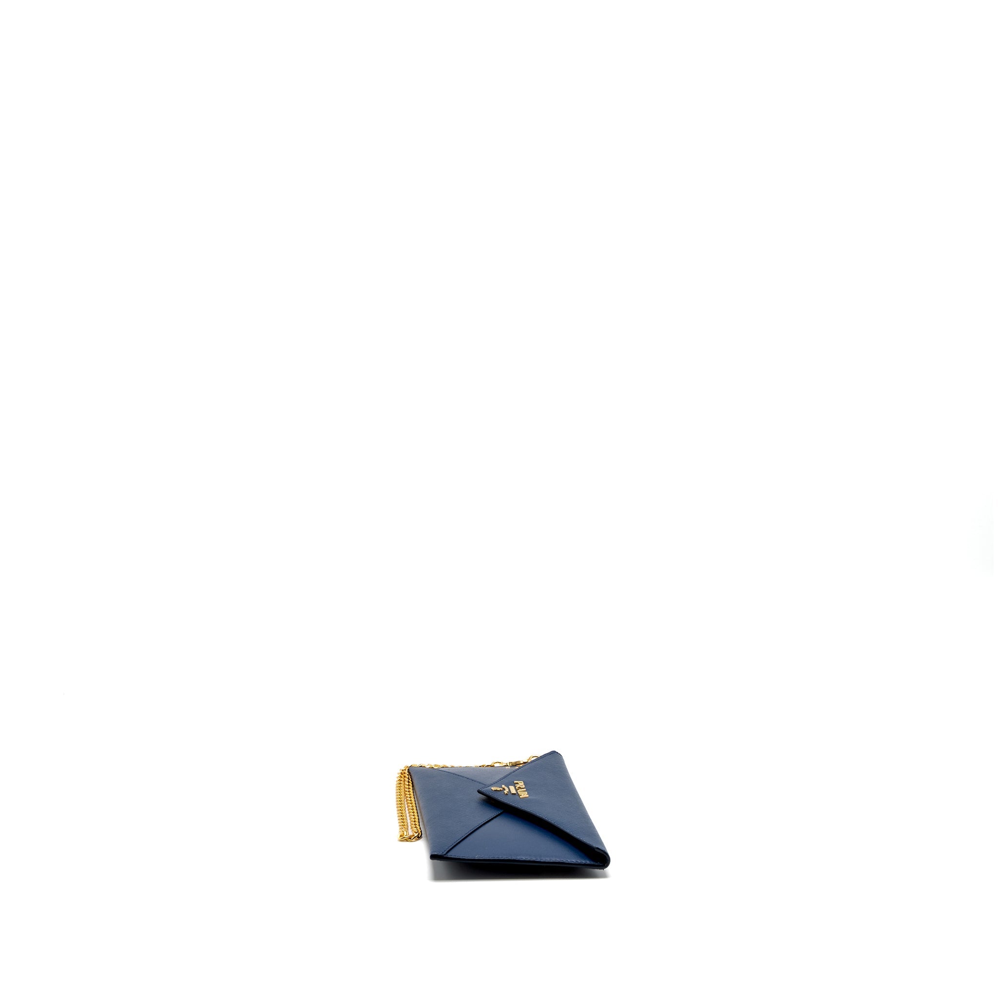 PRADA SAFFIANO CLUTCH CALFSKIN BLUE GHW
