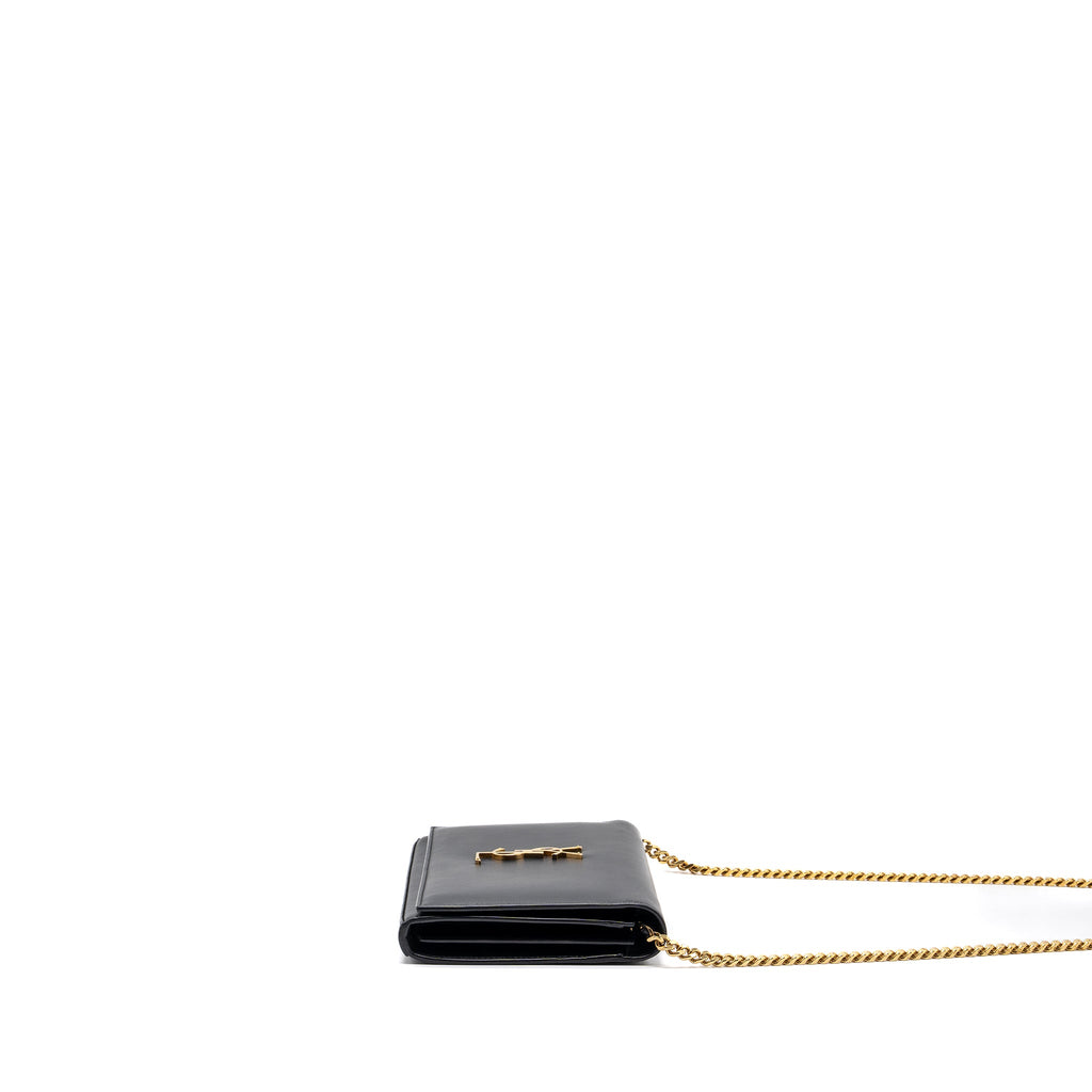 SAINT LAURENT FLAP CHAIN BAG LAMBSKIN BLACK GHW