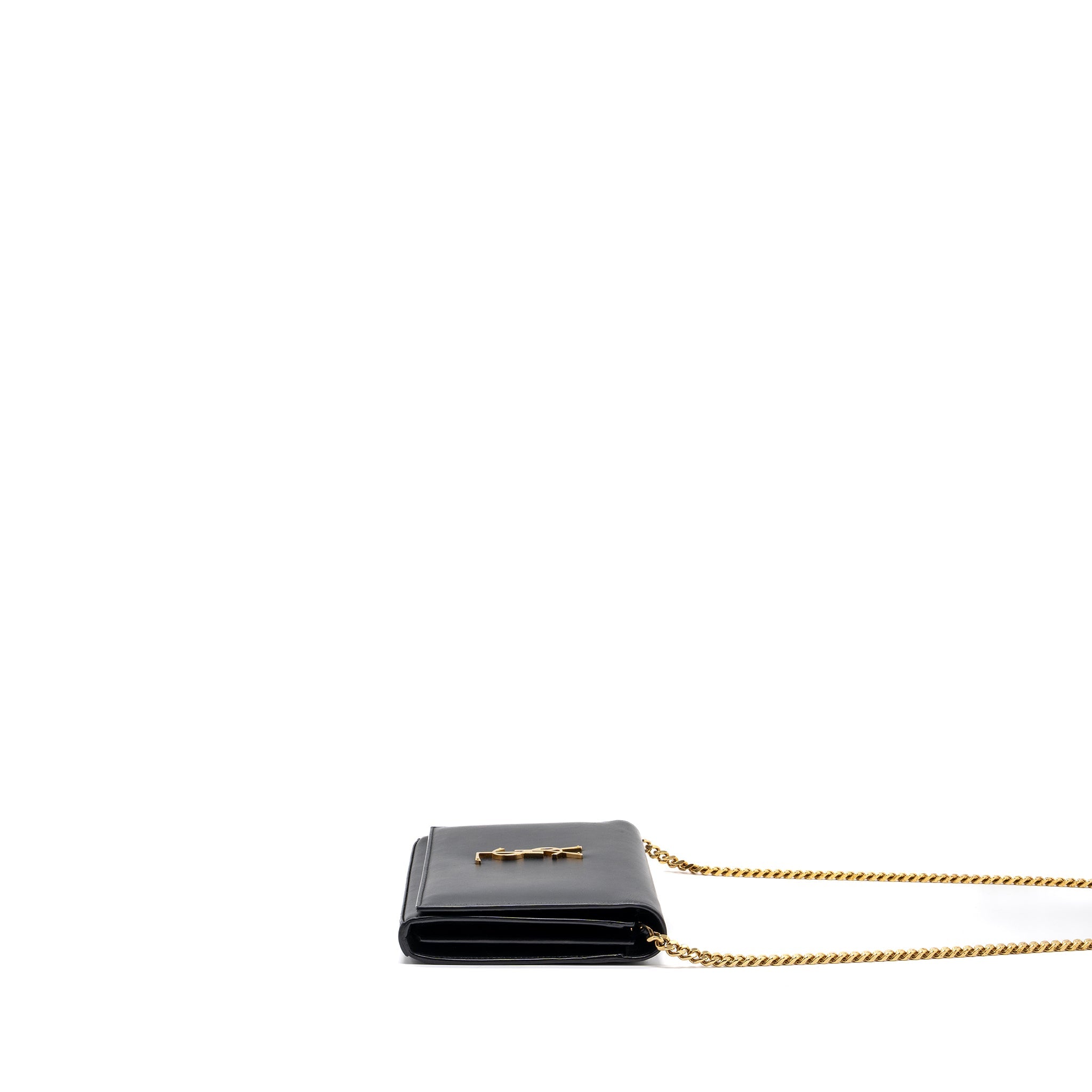 SAINT LAURENT FLAP CHAIN BAG LAMBSKIN BLACK GHW