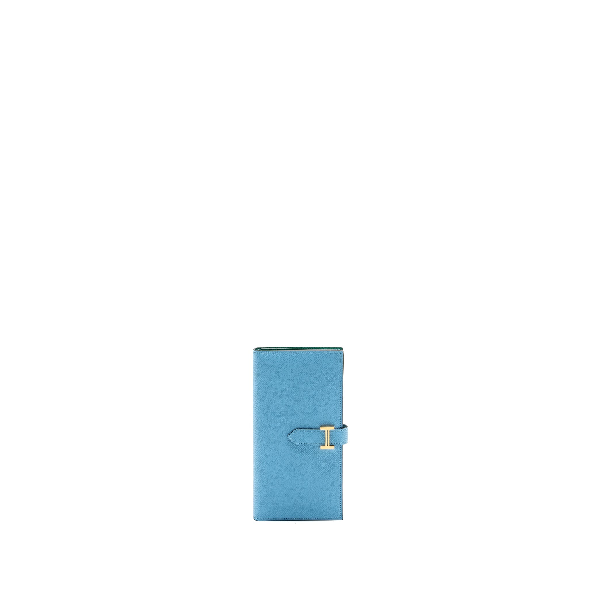HERMES BEARN WALLET EPSOM BLUE/GREEN GHW