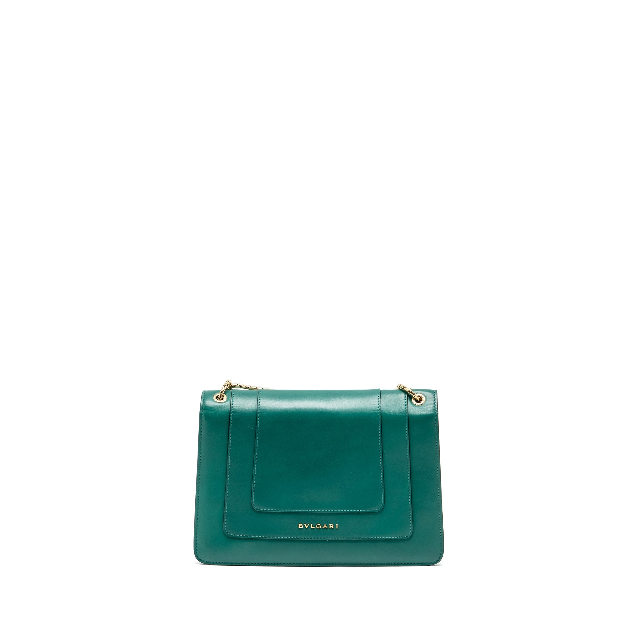 BVLGARI SERPENTI FOREVER FLAP BAG CALFSKIN GREEN GHW