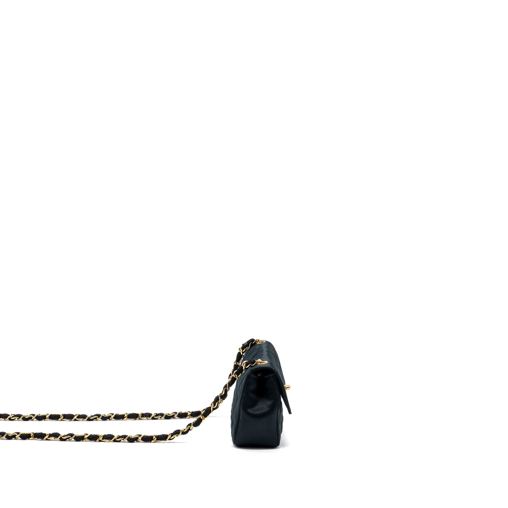 CHANEL VINTAGE FLAP BAG SATIN BLACK GHW