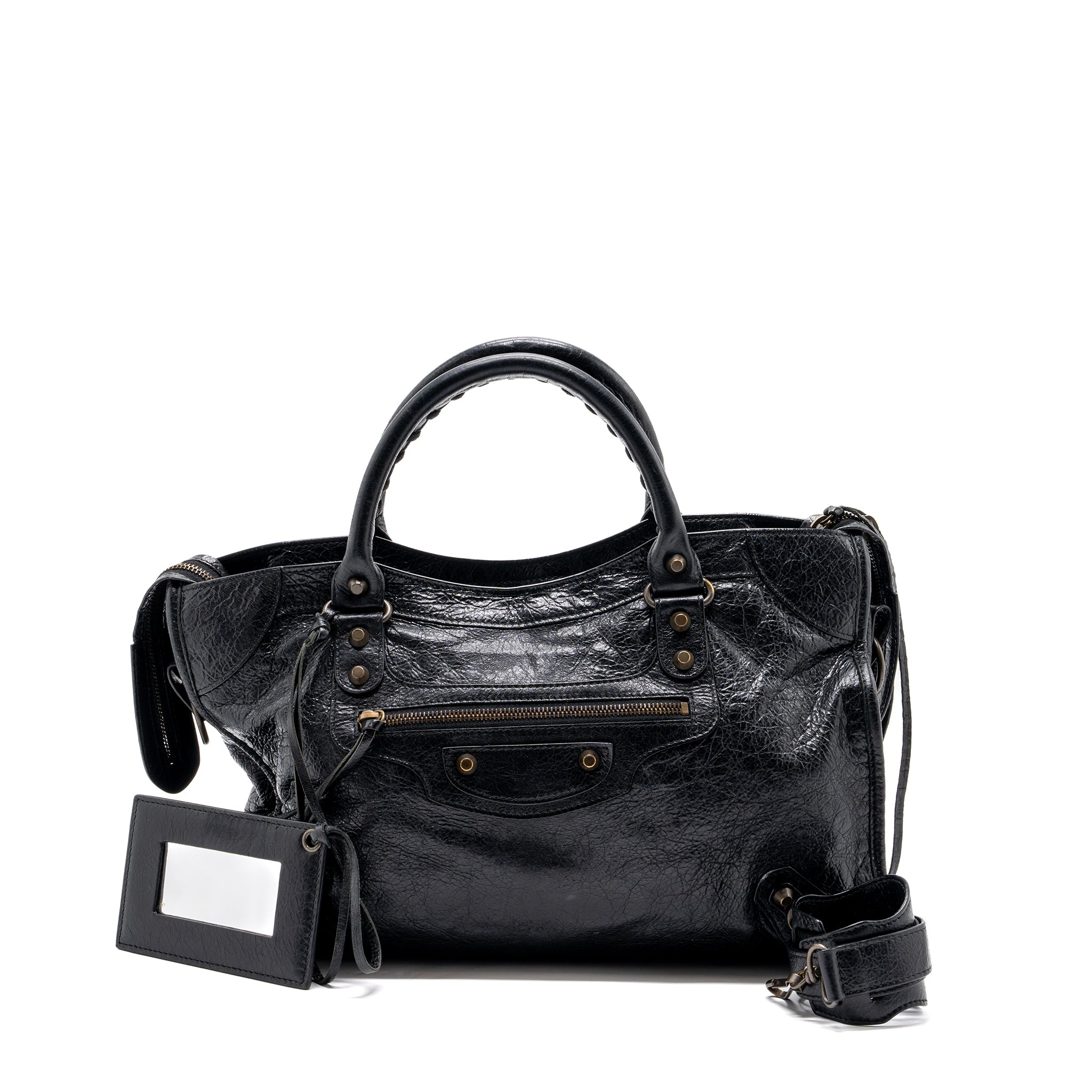 BALENCIAGA CLASSIC CITY BAG LEATHER BLACK RUTHENIUM GOLD HARDWARE
