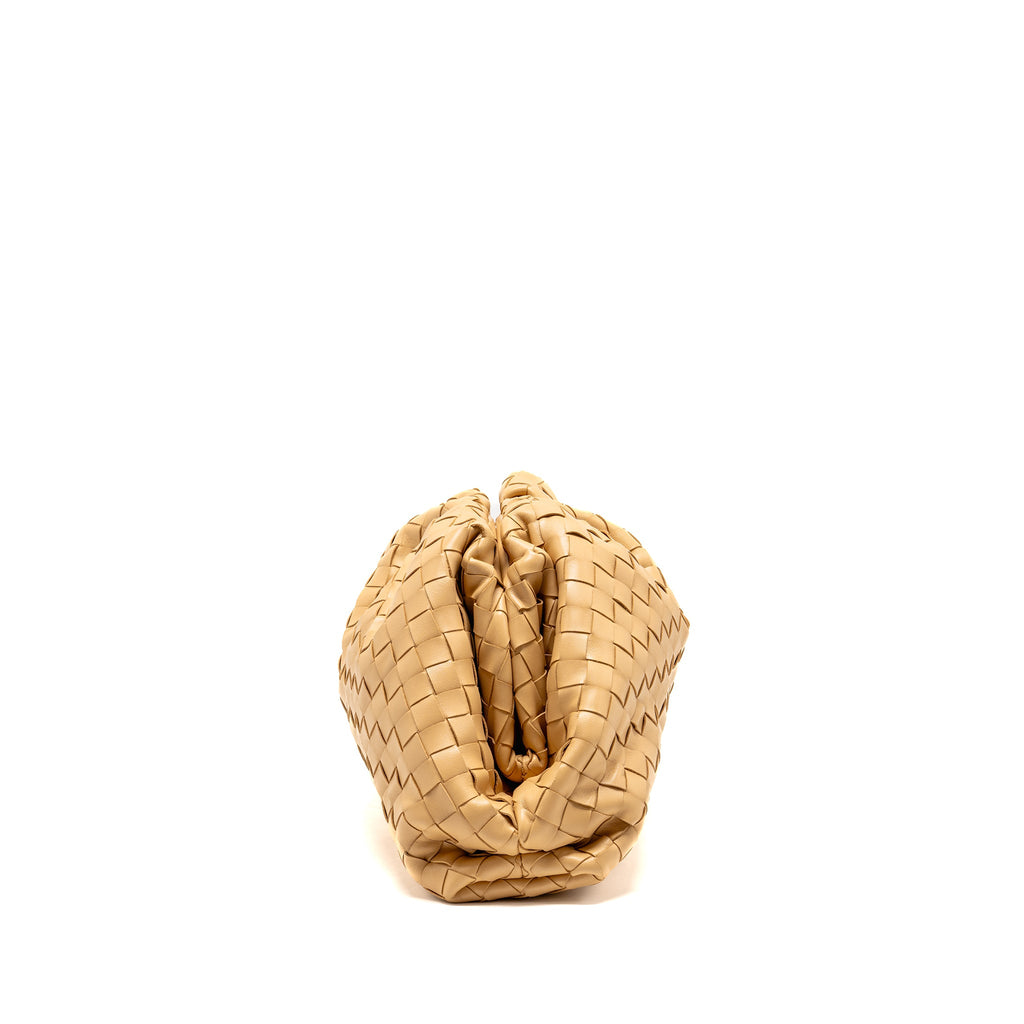 BOTTEGA VENETA POUCH INTRECCIATO LEATHER BEIGE GHW