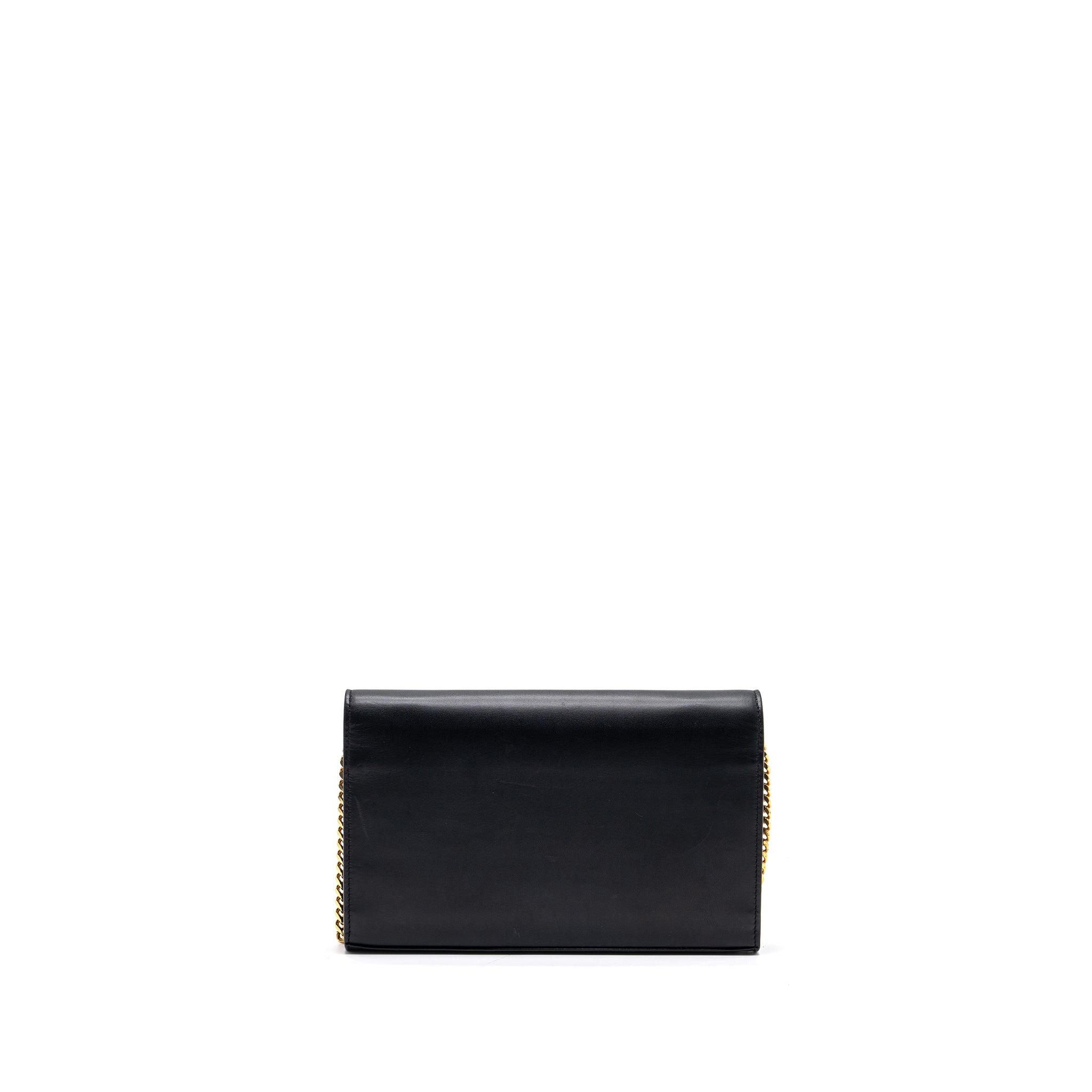 SAINT LAURENT FLAP CHAIN BAG LAMBSKIN BLACK GHW
