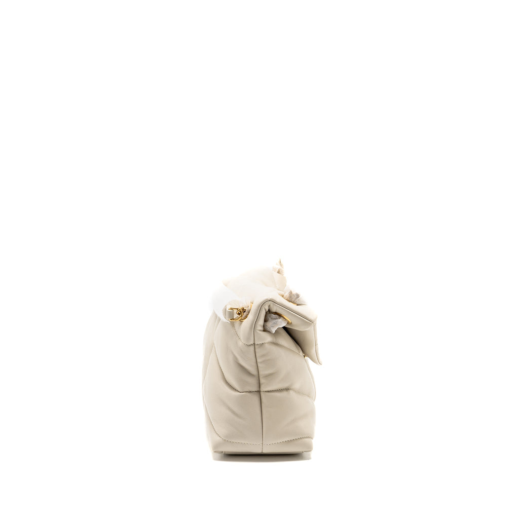SAINT LAURENT/YSL SMALL LOULOU PUFFER SHOULDER BAG LAMBSKIN BLANC VINTAGE GHW