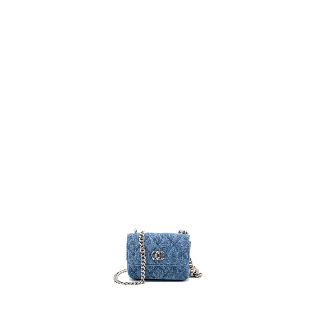CHANEL COCO LOVE MINI CLUTCH WITH CHAIN DENIM BLUE SHW(MICROCHIP)