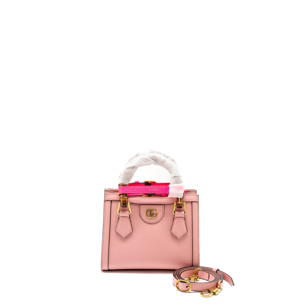 GUCCI MINI DIANA BAMBOO TOTE BAG LEATHER PINK GHW