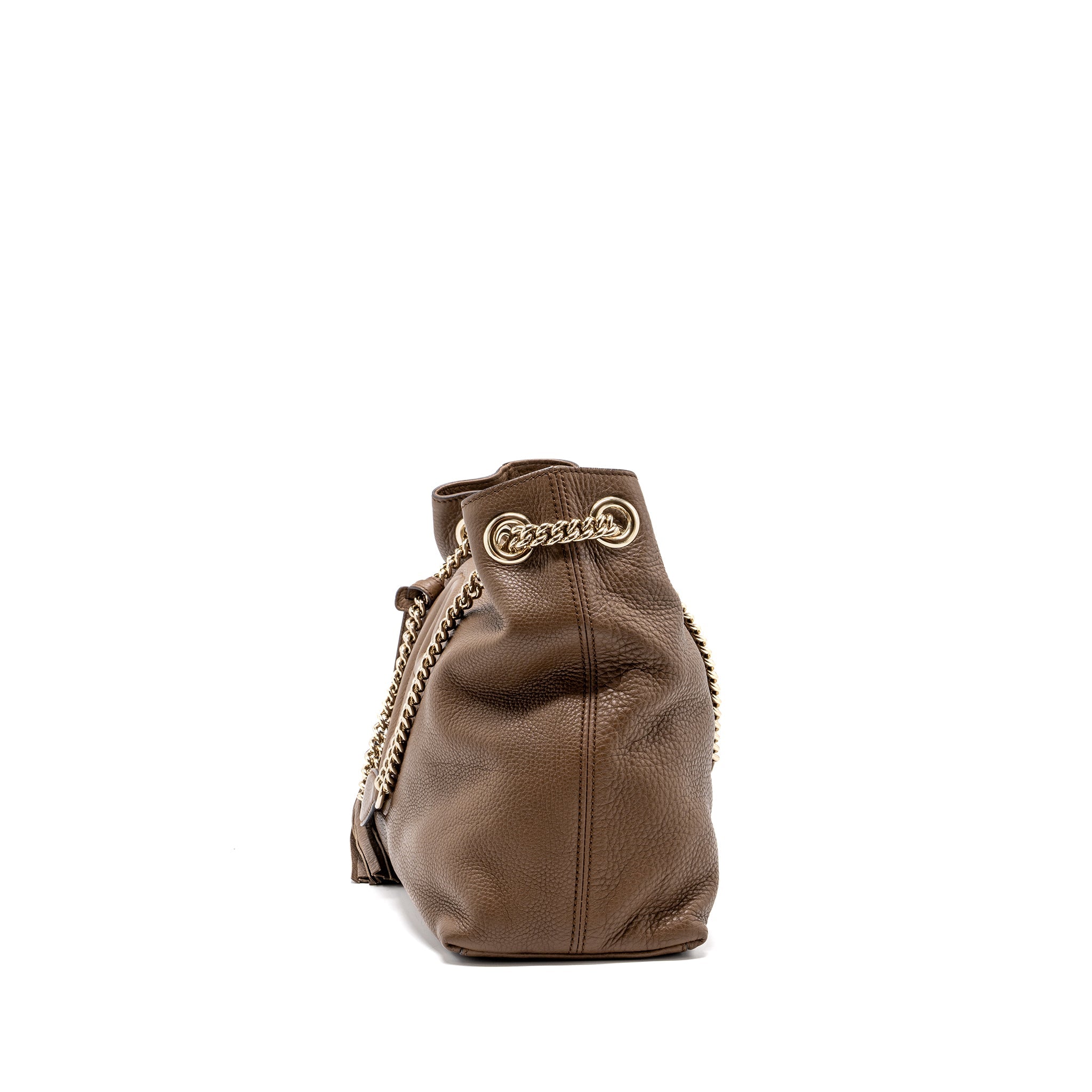 GUCCI DISCO TOTE BAG CALFSKIN BROWN LGHW