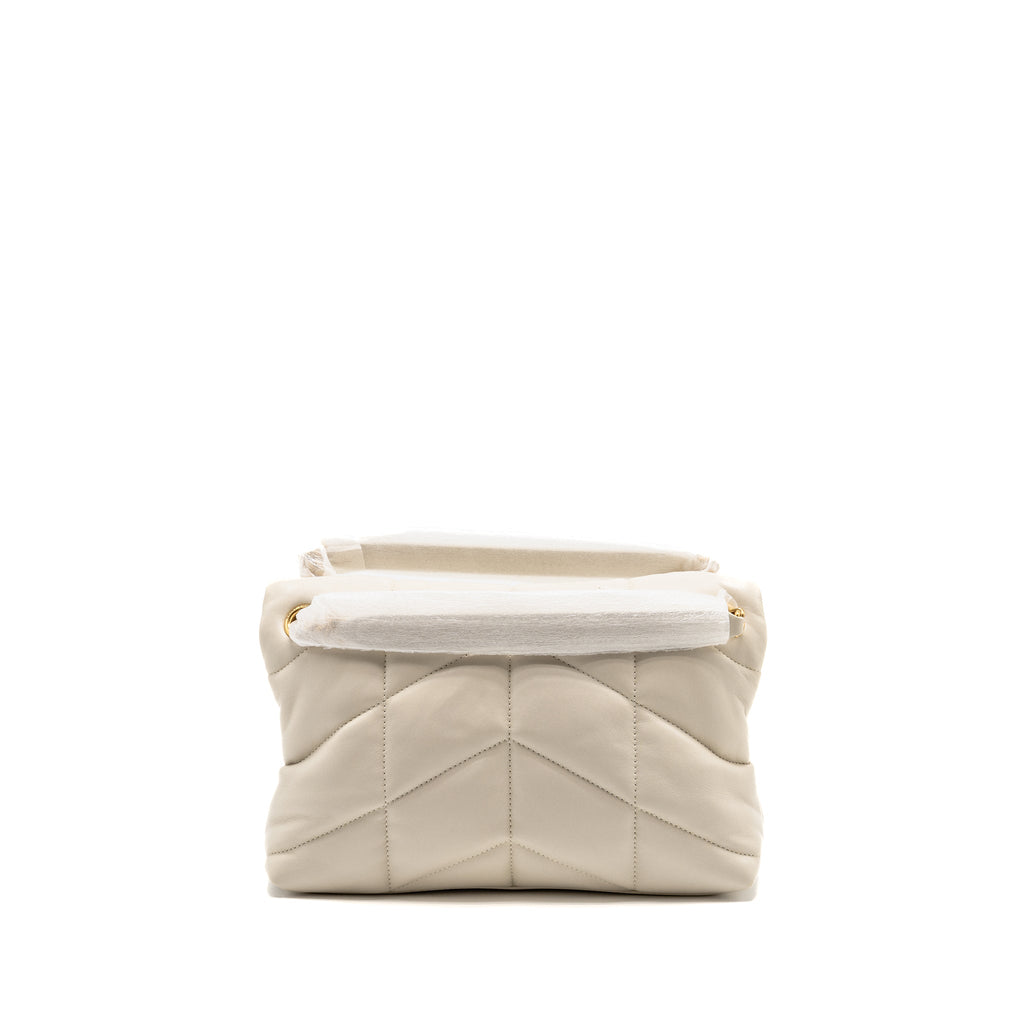 SAINT LAURENT/YSL SMALL LOULOU PUFFER SHOULDER BAG LAMBSKIN BLANC VINTAGE GHW