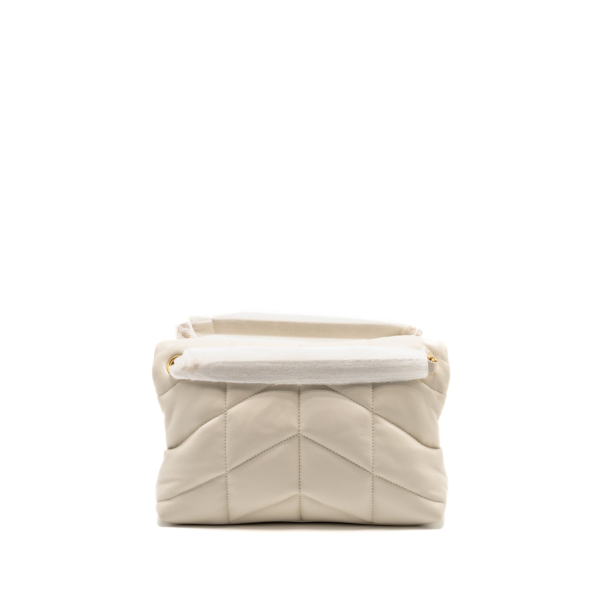 SAINT LAURENT/YSL SMALL LOULOU PUFFER SHOULDER BAG LAMBSKIN BLANC VINTAGE GHW