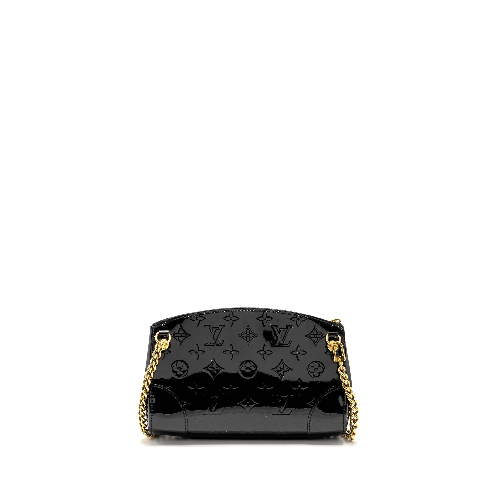 LOUIS VUITTON VERNIS SANTA MONICA CLUTCH PATENT BLACK GHW