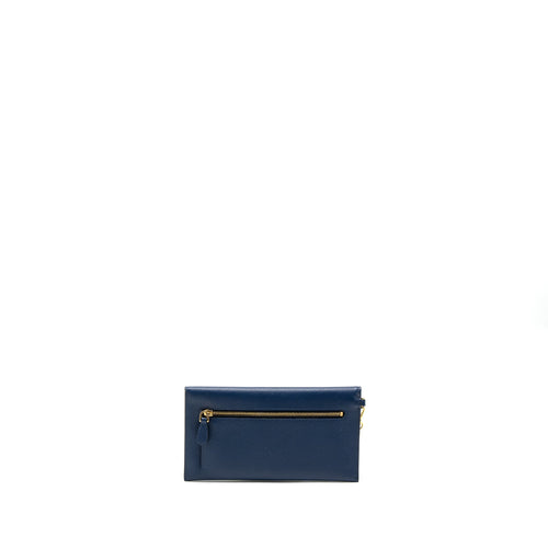 PRADA SAFFIANO CLUTCH CALFSKIN BLUE GHW