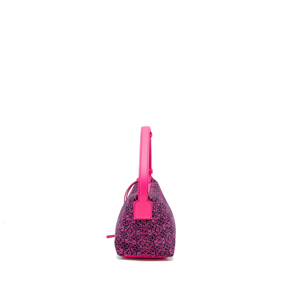 LOEWE SMALL CUBI BAG ANAGRAM JACQUARD/CALFSKIN PINK/ BLACK GHW