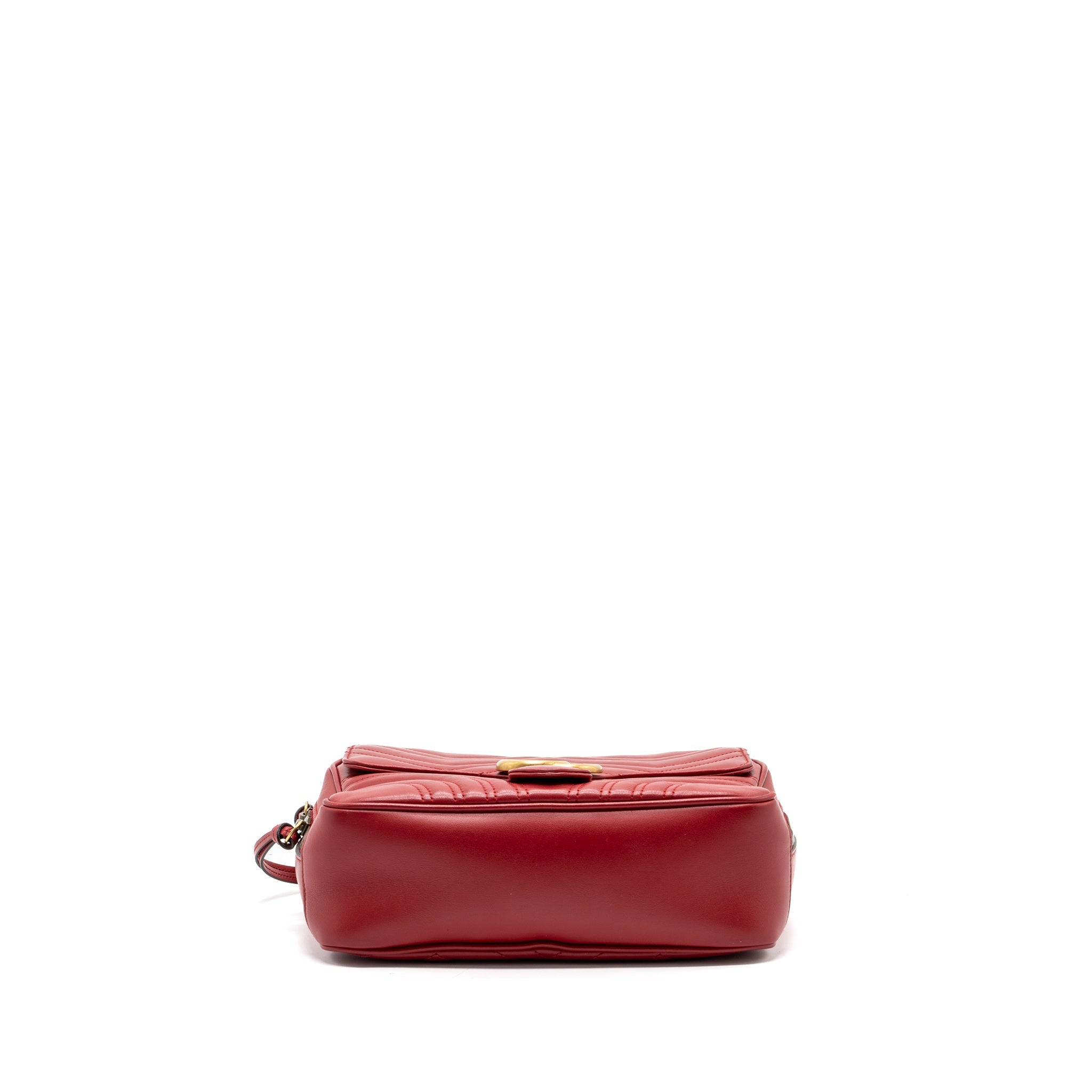 GUCCI GG MARMONT MATELASSE SHOULDER BAG CALFSKIN RED GHW
