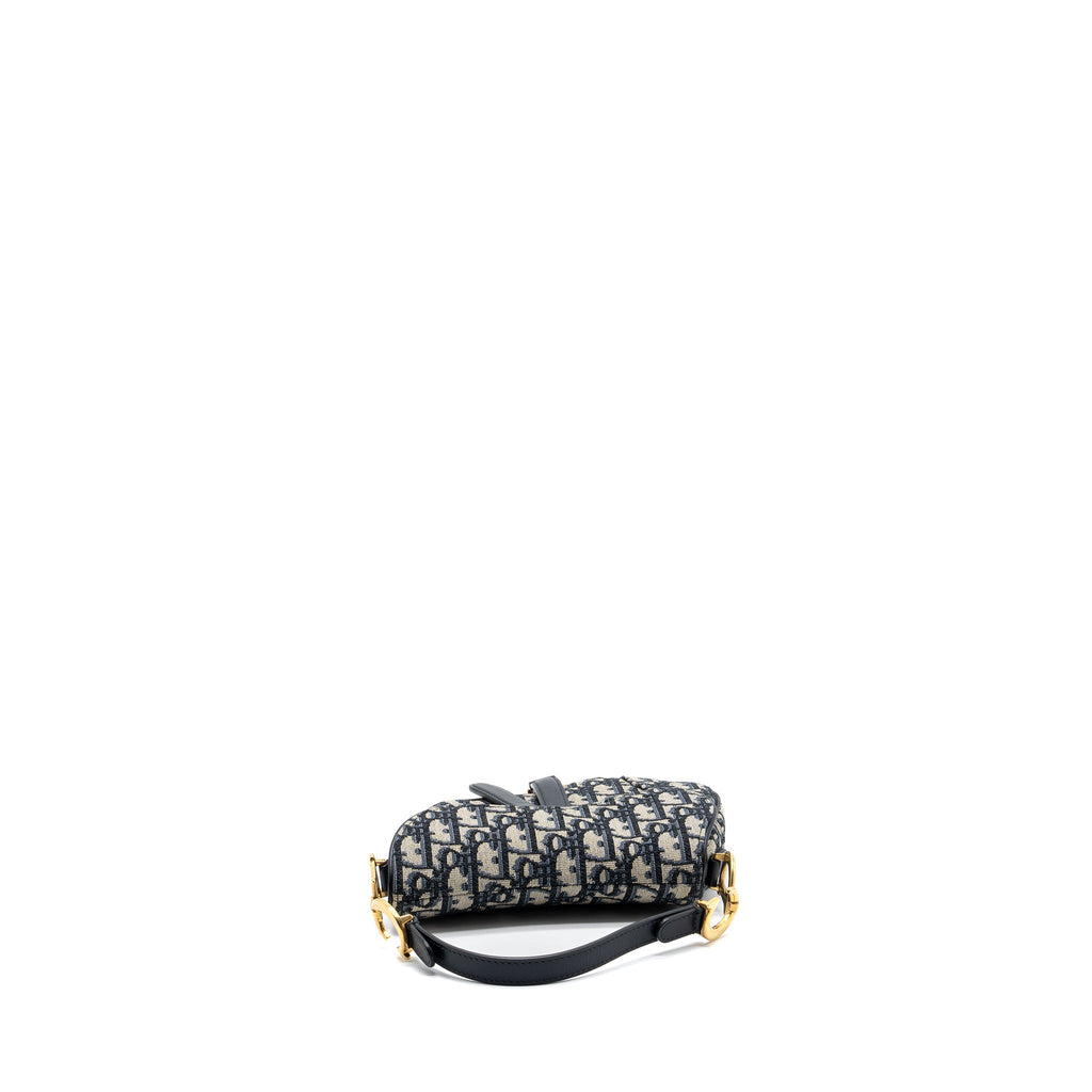 DIOR MINI SADDLE BAG BLUE OBLIQUE JACQUARD GHW