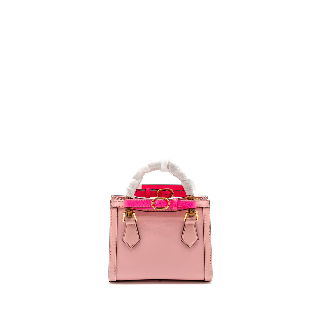 GUCCI MINI DIANA BAMBOO TOTE BAG LEATHER PINK GHW