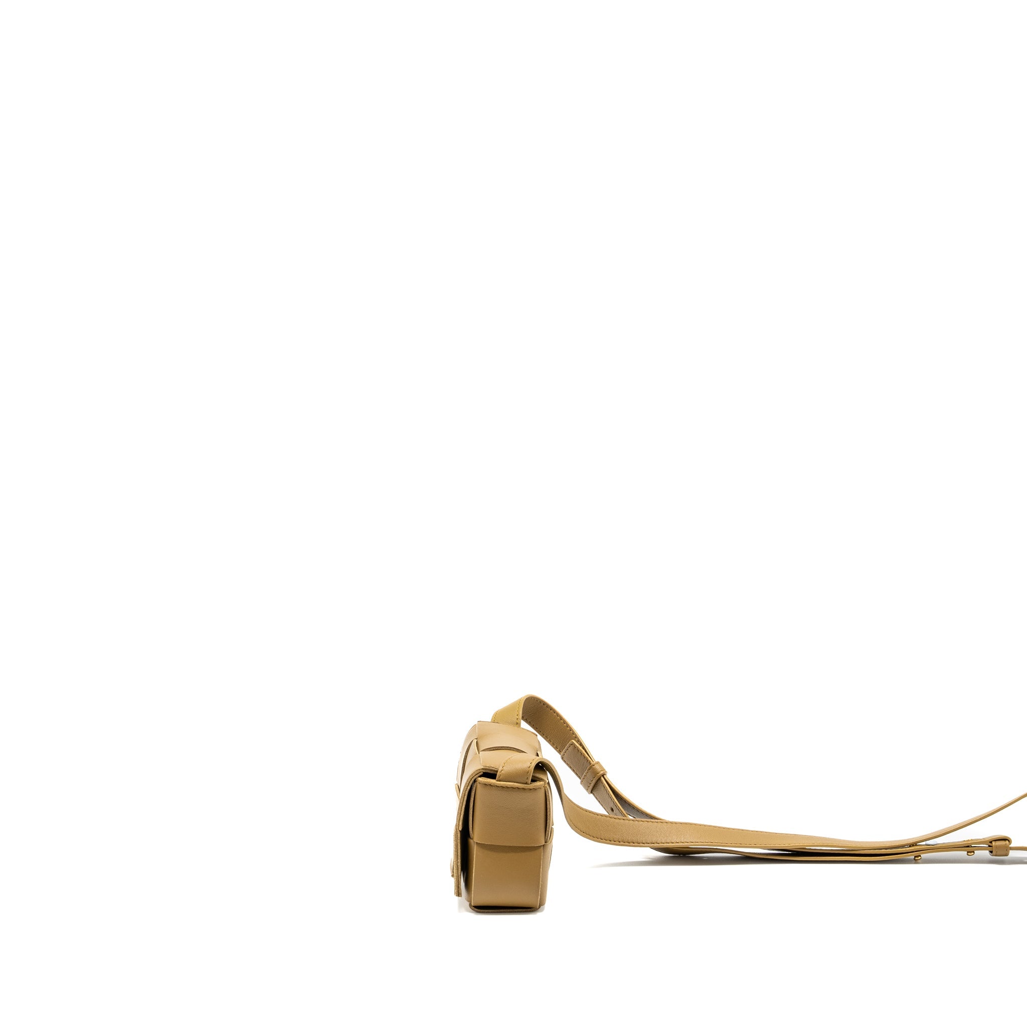 BOTTEGA VENETA MINI CASSETTE CROSSBODY BAG LAMBSKIN BROWN GHW