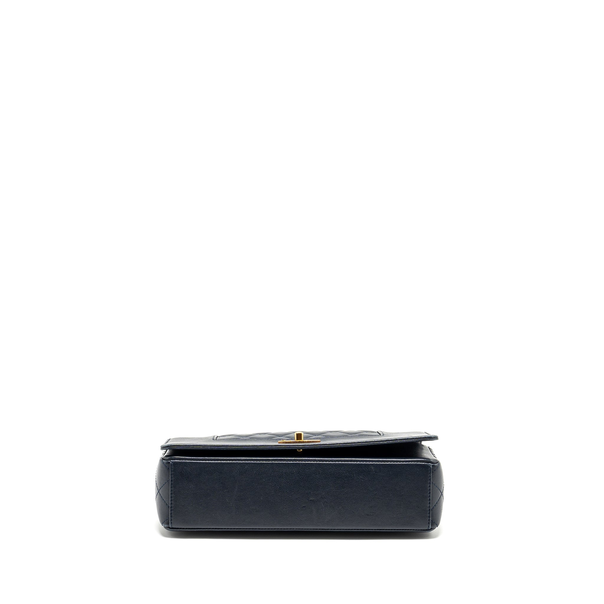 CHANEL MADEMOISELLE ENAMEL FLAP BAG GOATSKIN NAVY GHW