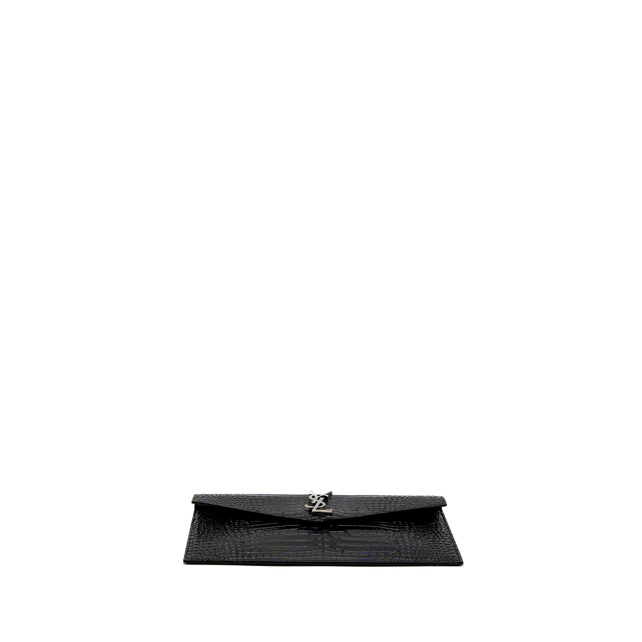 SAINT LAURENT/YSL UPTOWN POUCH CROC-EMBOSSED CALFSKIN BLACK SHW
