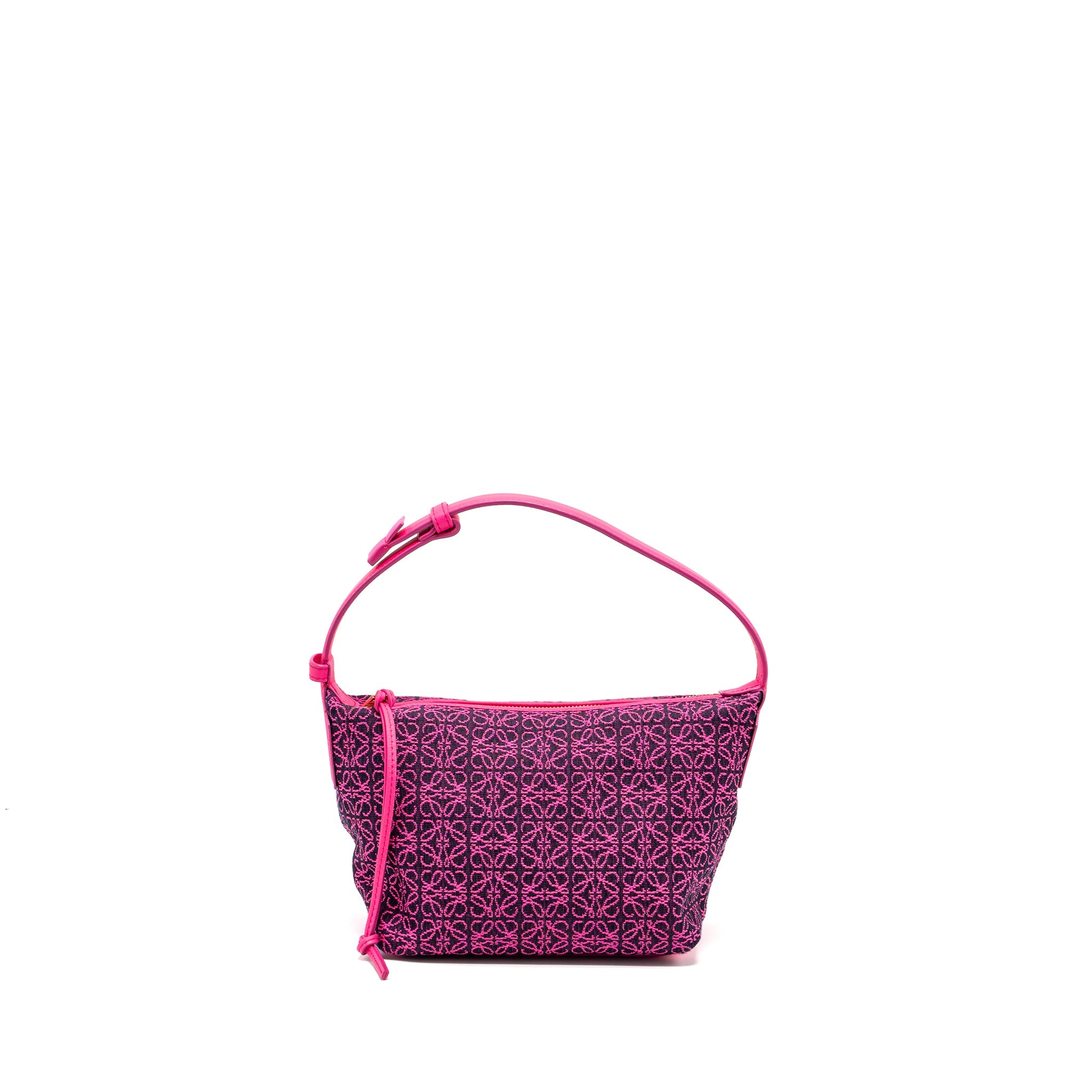 LOEWE SMALL CUBI BAG ANAGRAM JACQUARD/CALFSKIN PINK/ BLACK GHW
