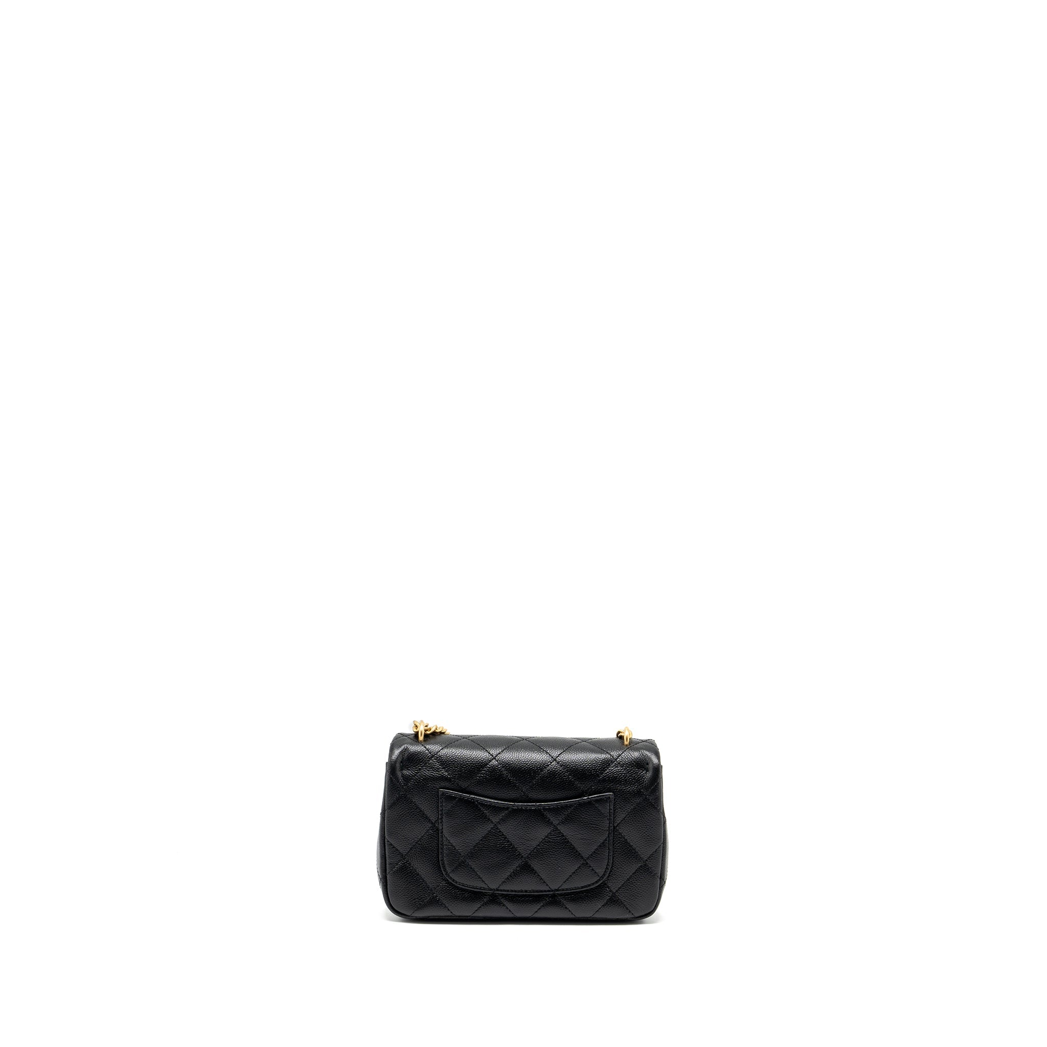 CHANEL 24P COCO LOVE MINI FLAP BAG ADJUSTABLE CHAIN CAVIAR BLACK GHW(MICROCHIP)