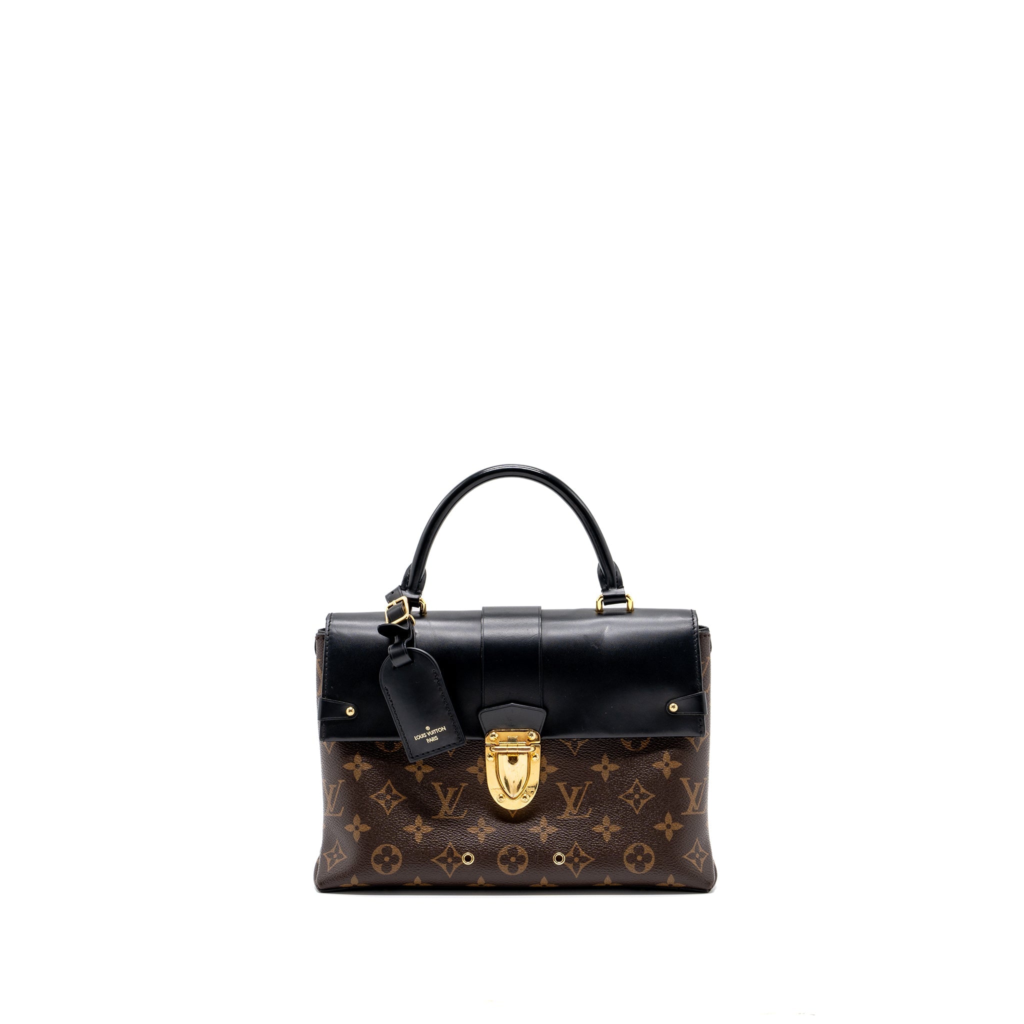 LOUIS VUITTON TOP HANDLE FLAP BAG MONOGRAM CANVAS / CALFSKIN BLACK GHW