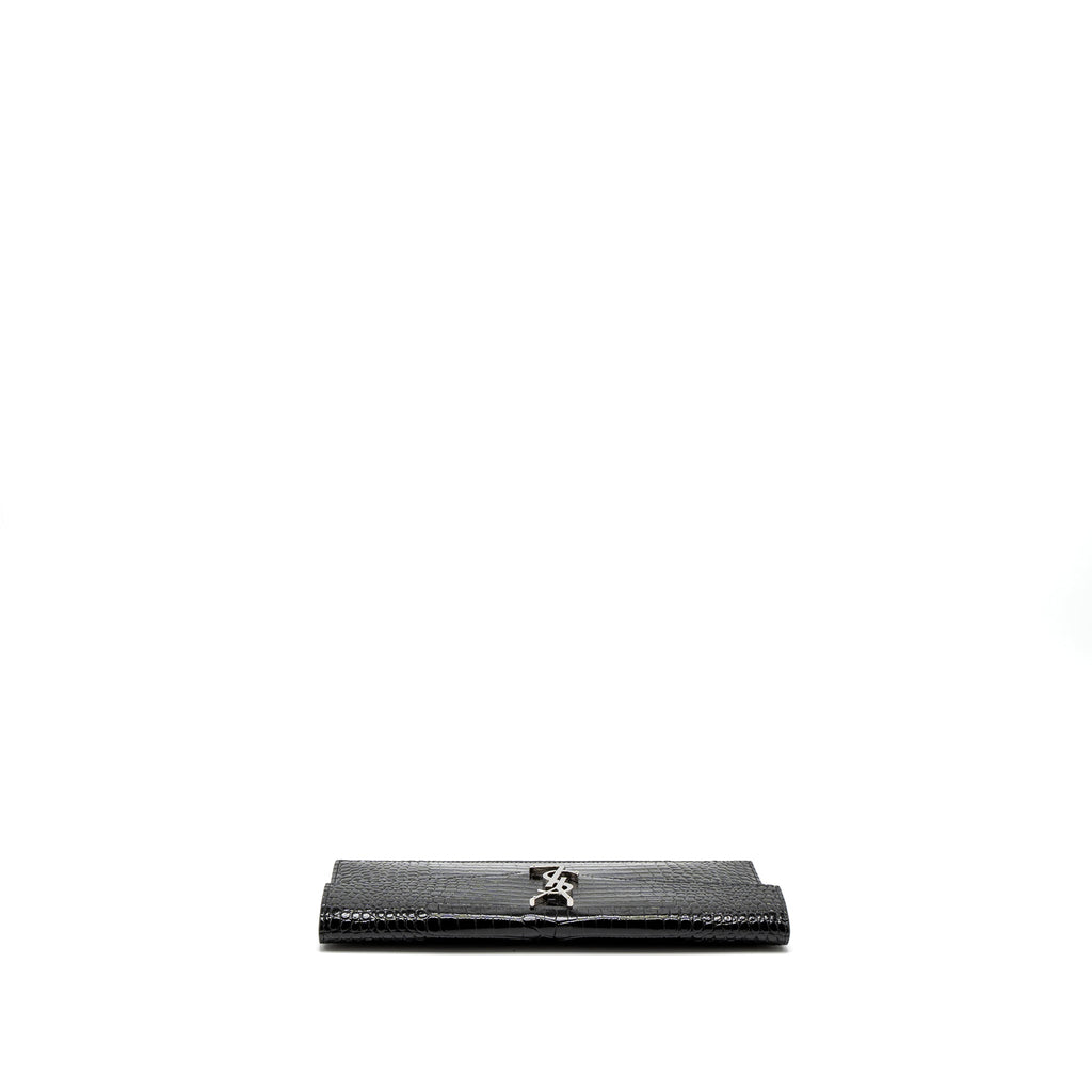 SAINT LAURENT/YSL UPTOWN POUCH CROC-EMBOSSED CALFSKIN BLACK SHW