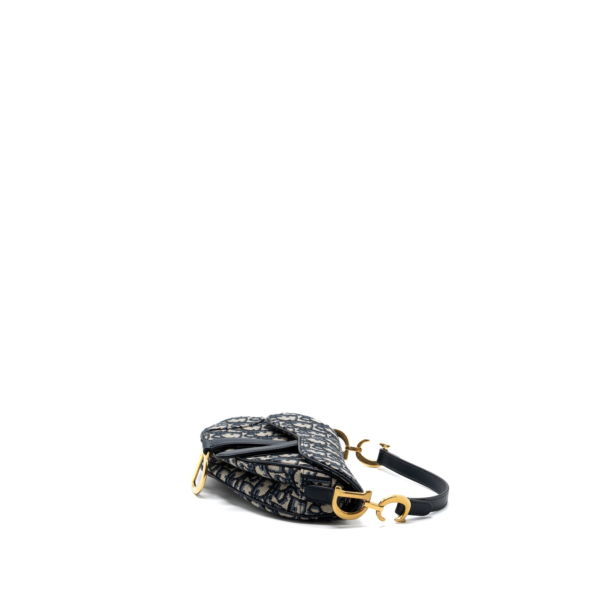 DIOR MINI SADDLE BAG BLUE OBLIQUE JACQUARD GHW