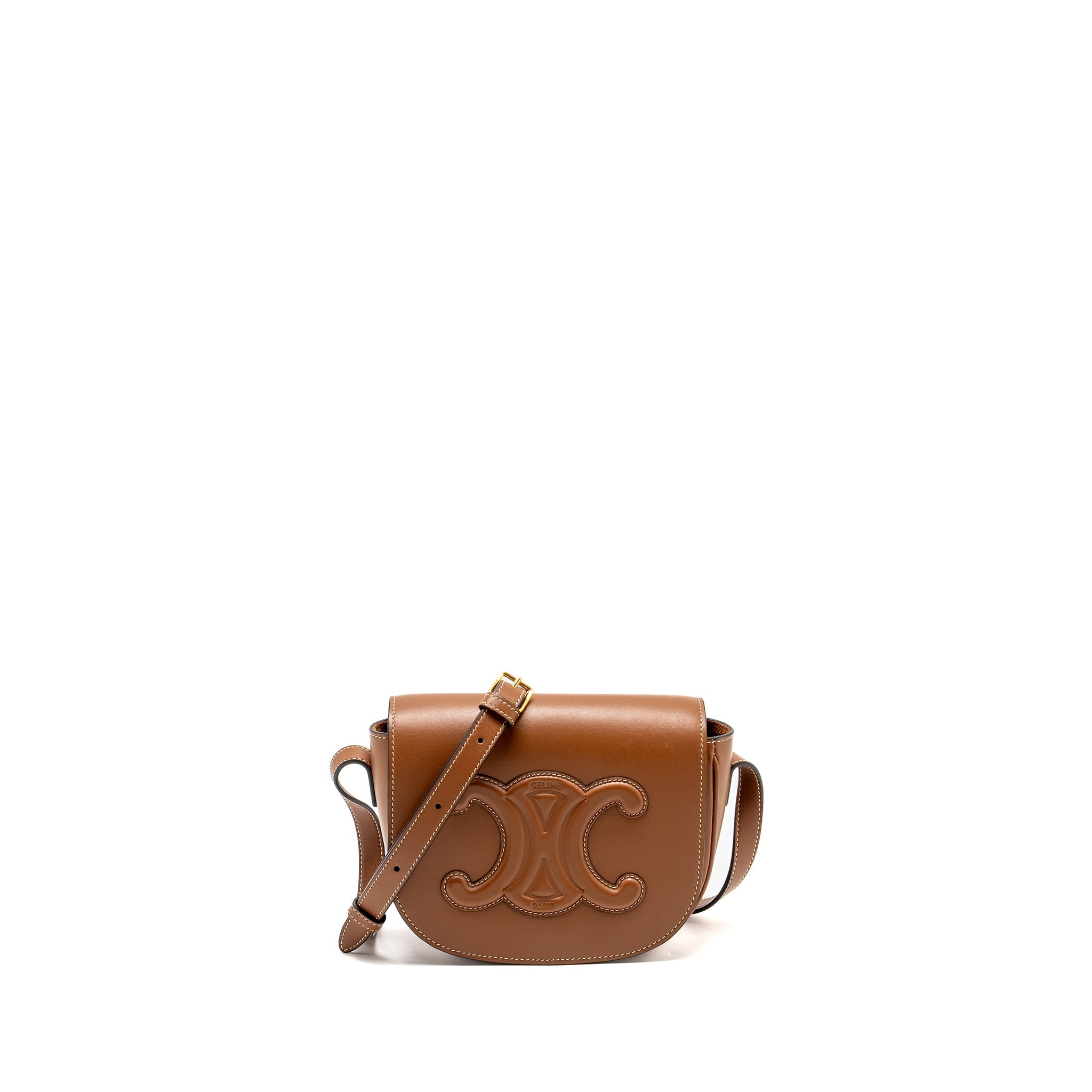CELINE FOLCO CUIR TRIOMPHE SMOOTH CALFSKIN TAN GHW
