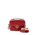 GUCCI GG MARMONT MATELASSE SHOULDER BAG CALFSKIN RED GHW