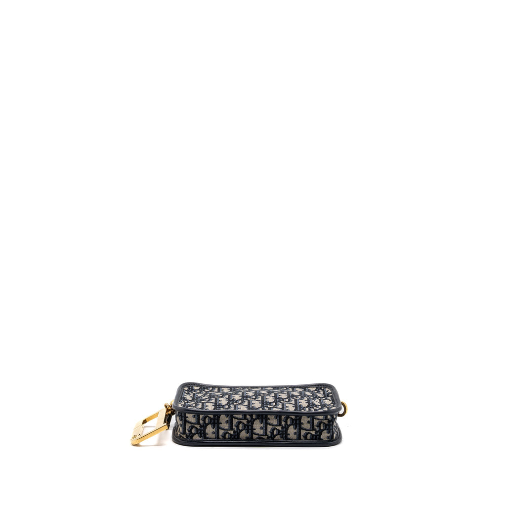 DIOR DIORQUAKE POUCH WITH CLUTCH OBLIQUE JACQUARD CANVAS BLUE GHW