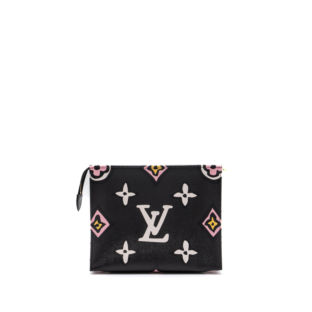 LOUIS VUITTON WILD AT HEART TOILETRY POCHETTE CANVAS BLACK / WHITE/ PINK GHW