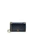 CHANEL MADEMOISELLE ENAMEL FLAP BAG GOATSKIN NAVY GHW