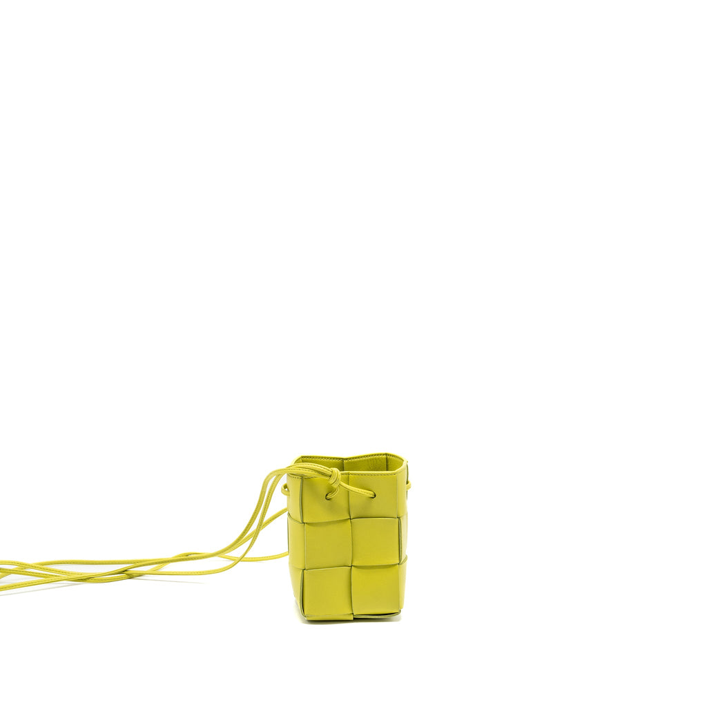 BOTTEGA VENETA MINI CASSETTE BUCKET BAG LAMBSKIN YELLOW