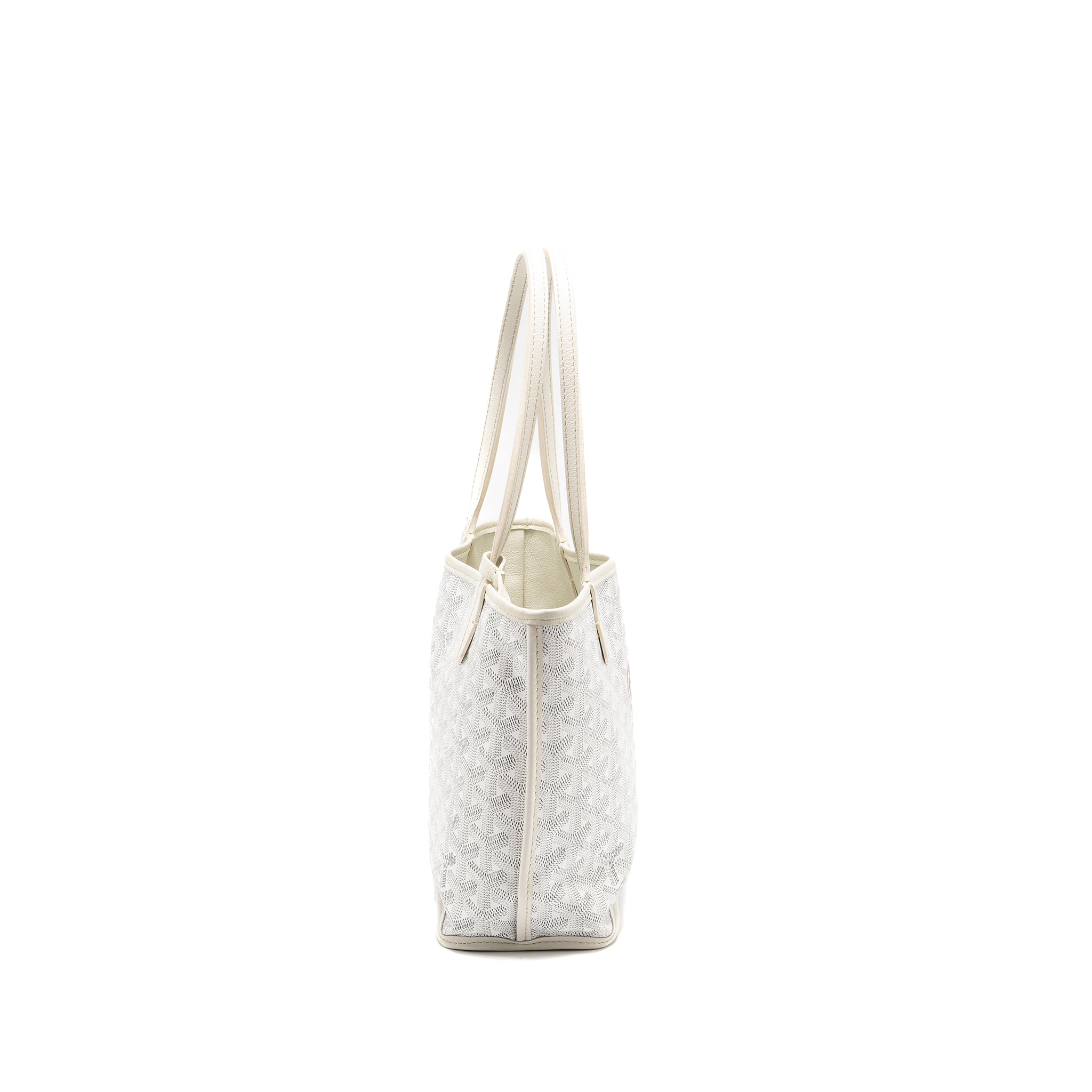 GOYARD MINI ANJOU TOTE BAG HEART GOYARDLINE CANVAS/LEATHER WHITE SHW