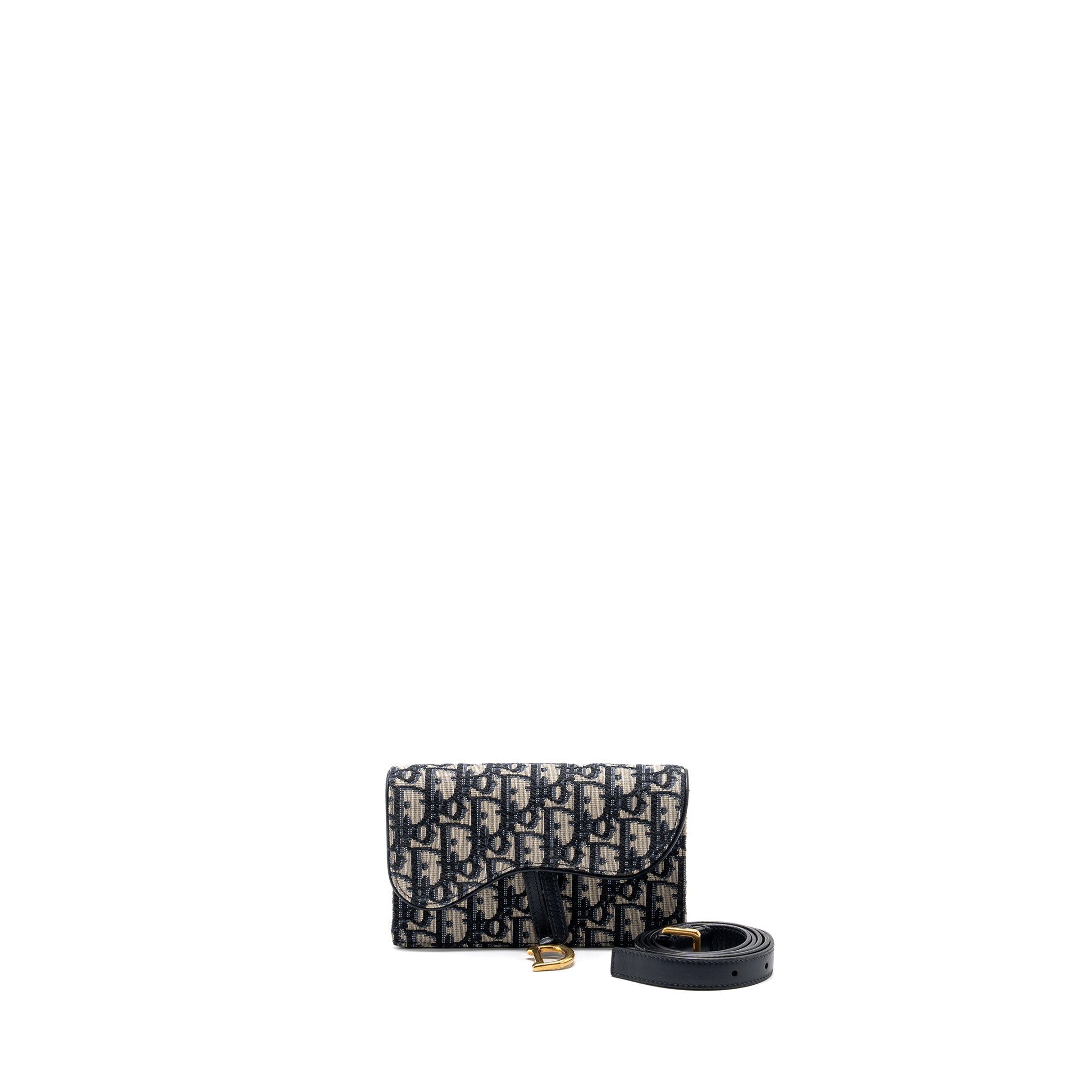 DIOR SADDLE BELT POUCH DIOR OBLIQUE JACQUARD BLUE GHW