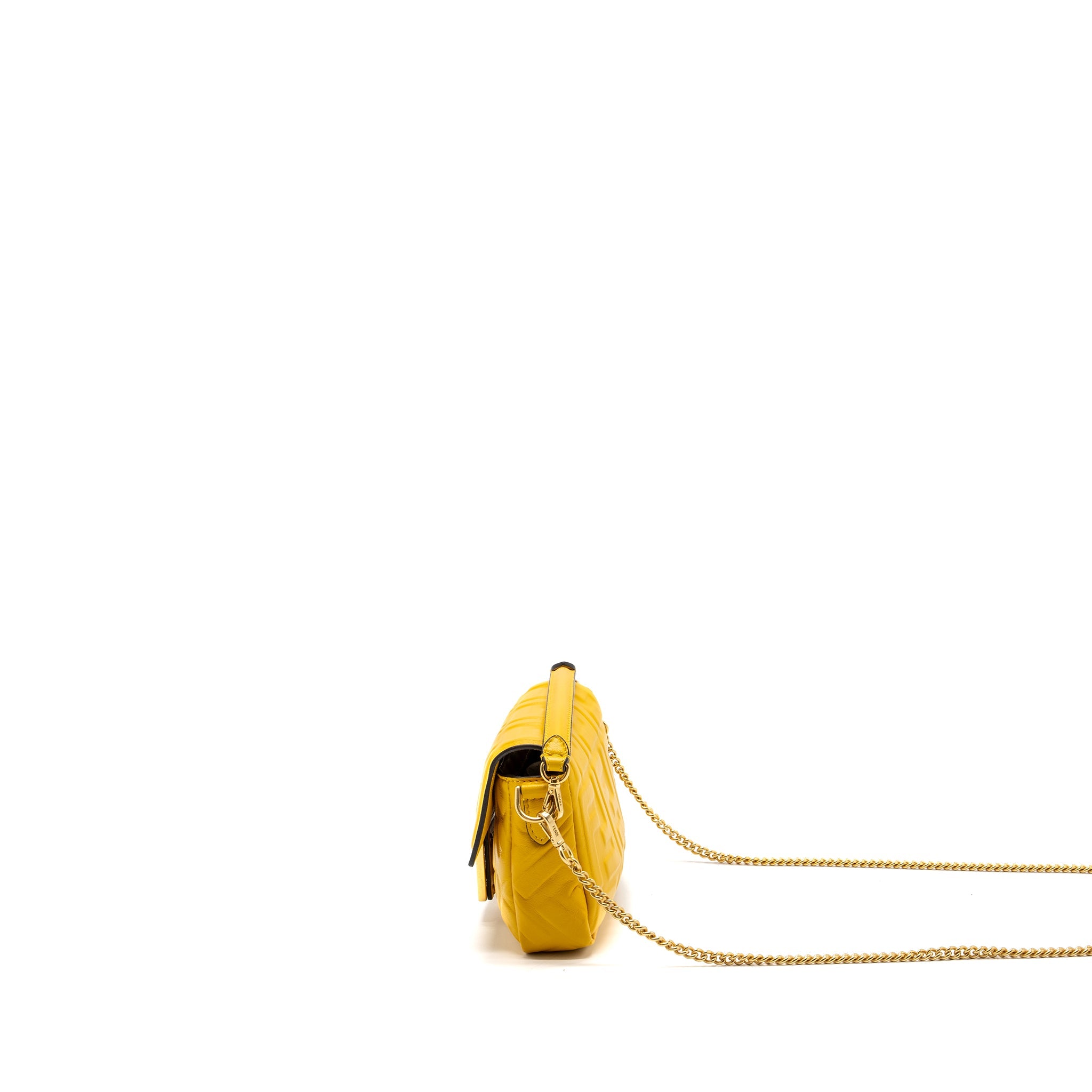 FENDI MINI BAGUETTE BAG NAPPA LAMBSKIN YELLOW GHW