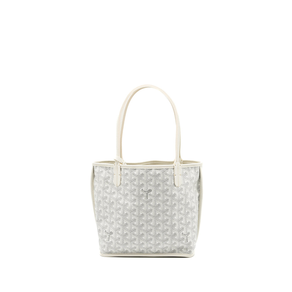 GOYARD MINI ANJOU TOTE BAG GOYARDINE CANVAS WHITE SHW