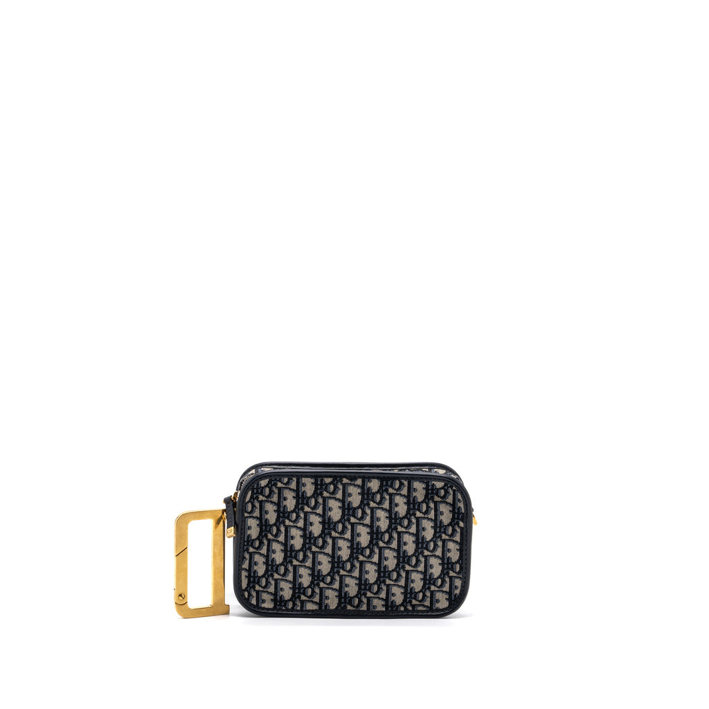 DIOR DIORQUAKE POUCH WITH CLUTCH OBLIQUE JACQUARD CANVAS BLUE GHW