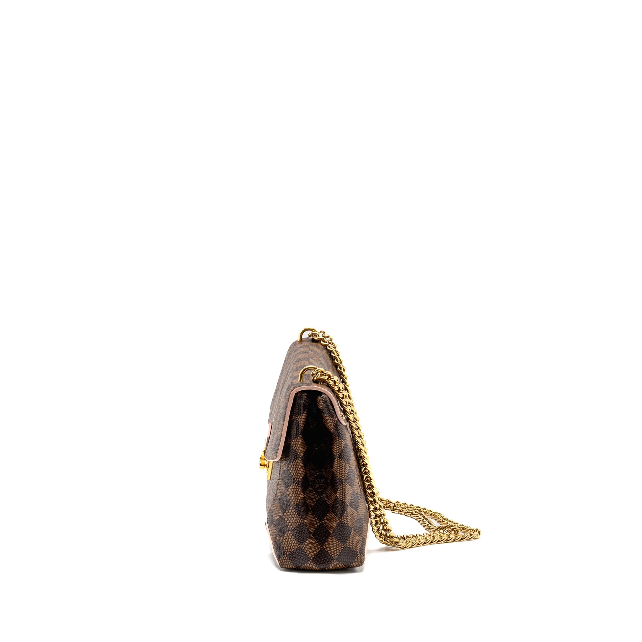 LOUIS VUITTON POCHETTE CAISSA DAMIER EBENE/PINK CANVAS GHW