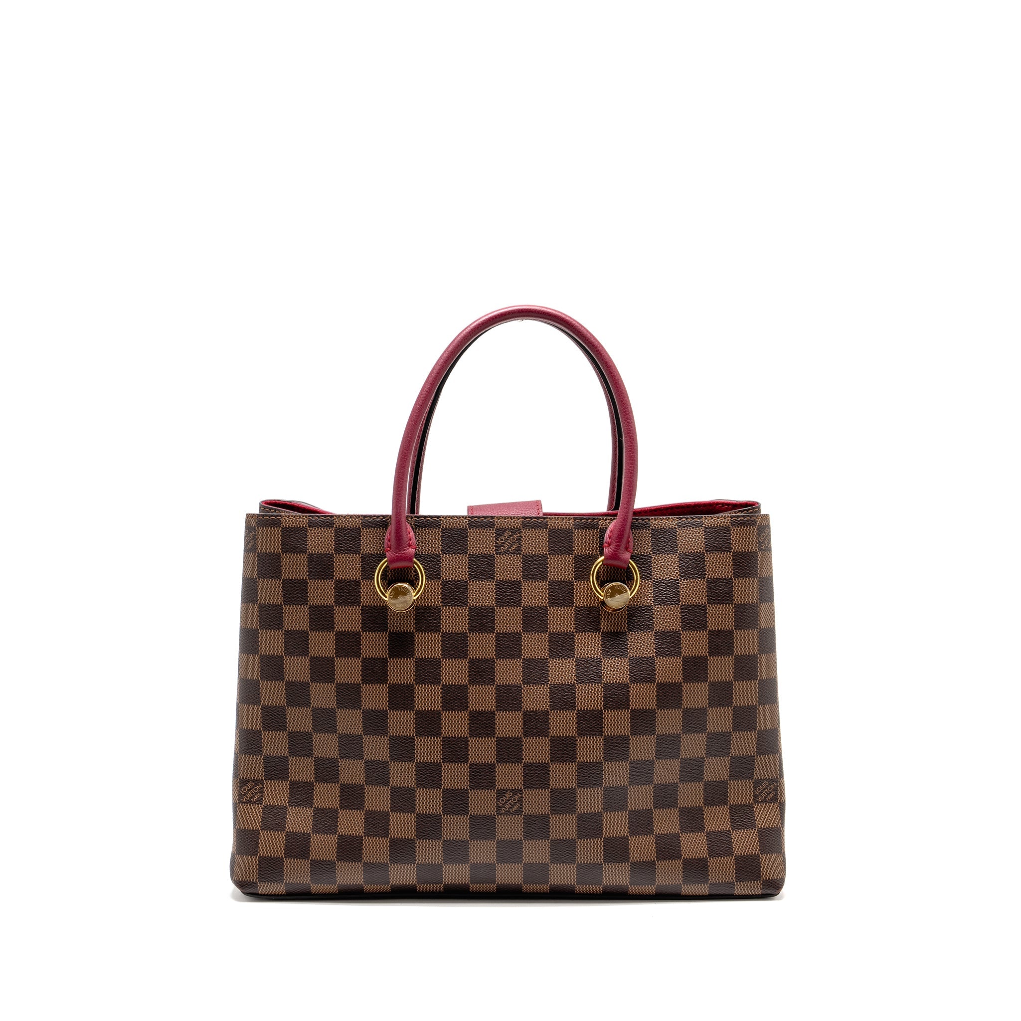 LOUIS VUITTON RIVERSIDE TOTE BAG DAMIER EBENE CANVAS RED/BROWN GHW