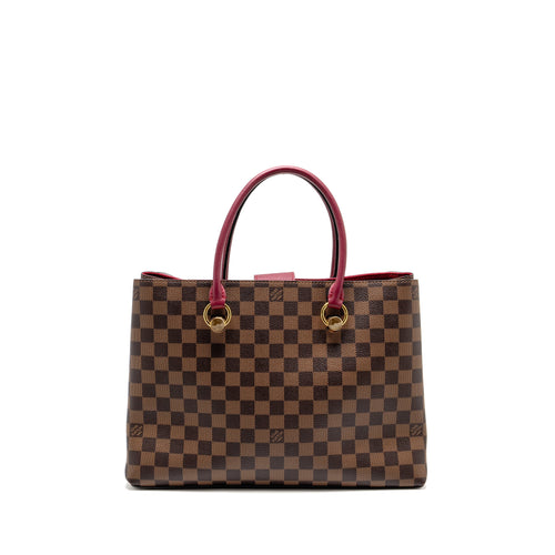 LOUIS VUITTON RIVERSIDE TOTE BAG DAMIER EBENE CANVAS RED/BROWN GHW
