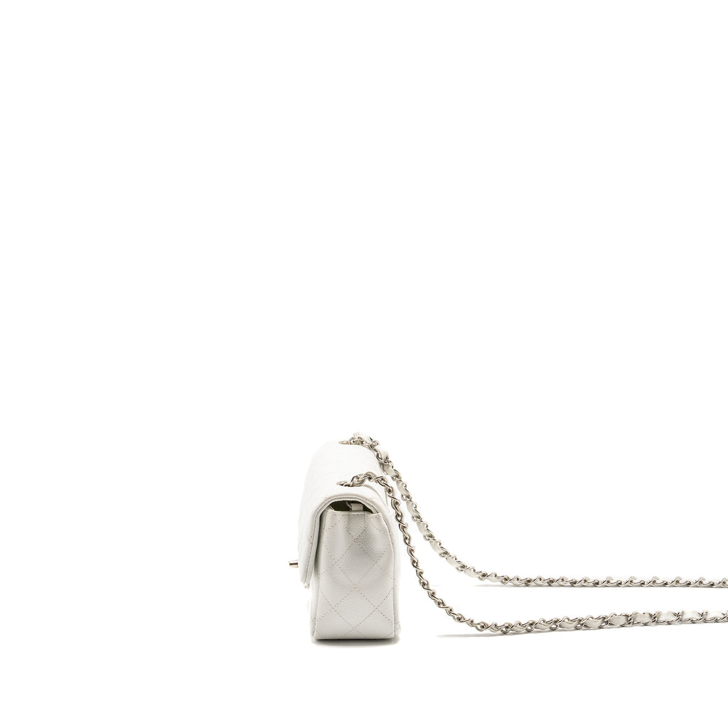 CHANEL MINI RECTANGULAR BAG FLAP BAG CAVIAR WHITE SHW
