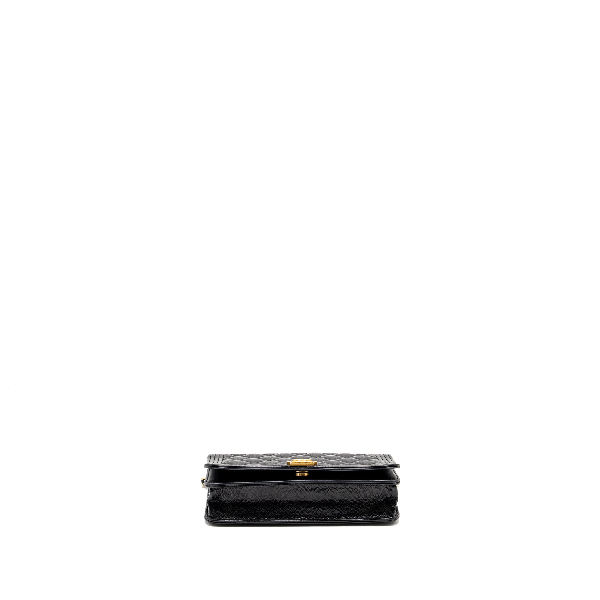 CHANEL BOY WALLET ON CHAIN CAVIAR BLACK GHW