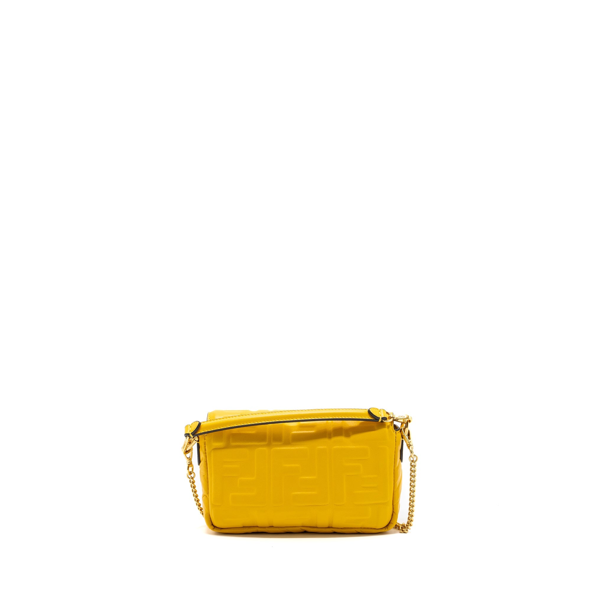 FENDI MINI BAGUETTE BAG NAPPA LAMBSKIN YELLOW GHW