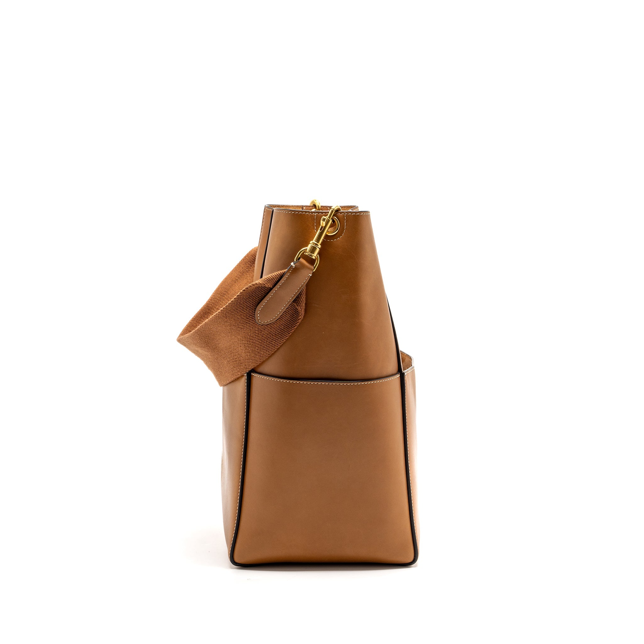 CELINE SANGLE BUCKET BAG LEATHER BROWN GHW