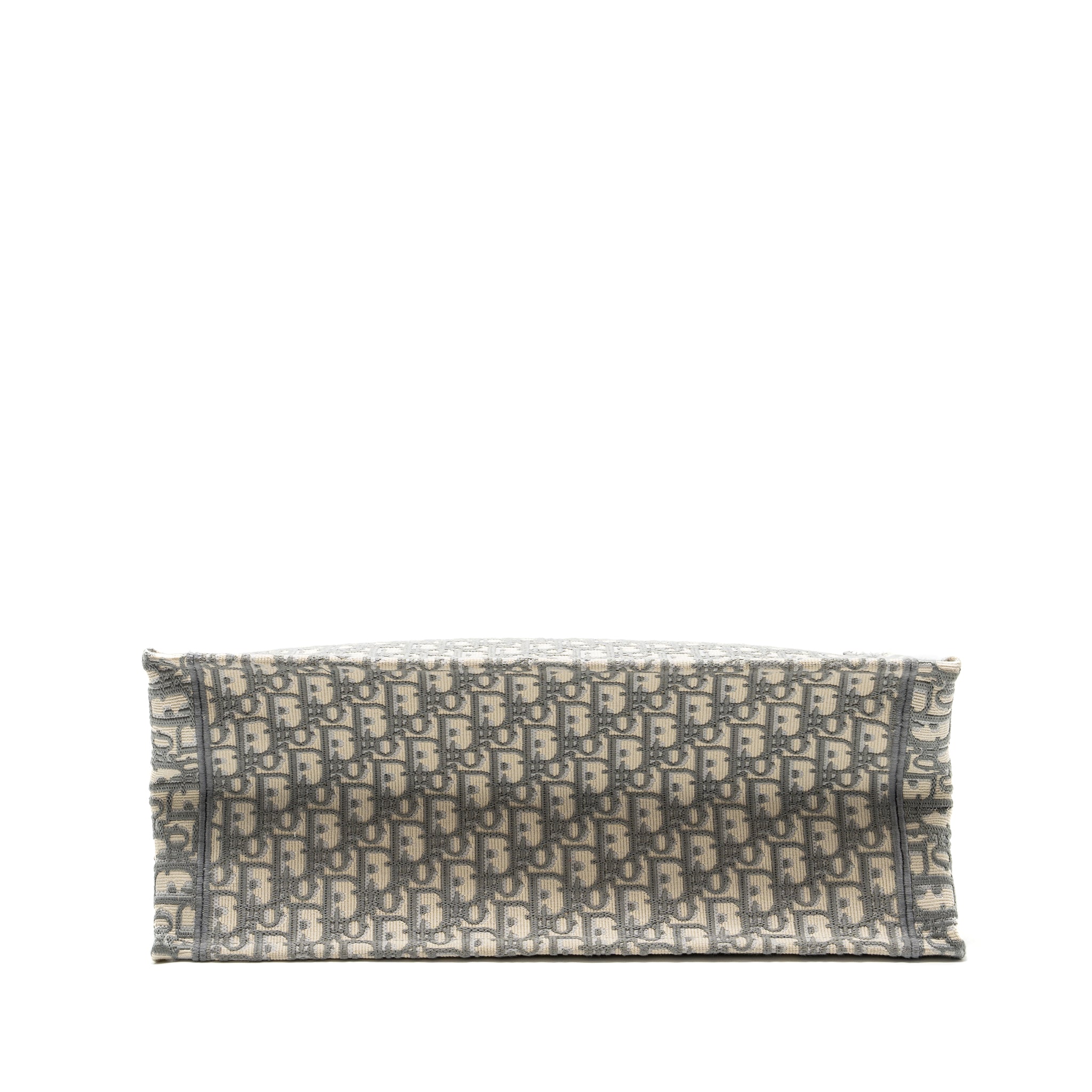 DIOR LARGE BOOK TOTE DIOR OBLIQUE EMBROIDERY ECRU/GREY