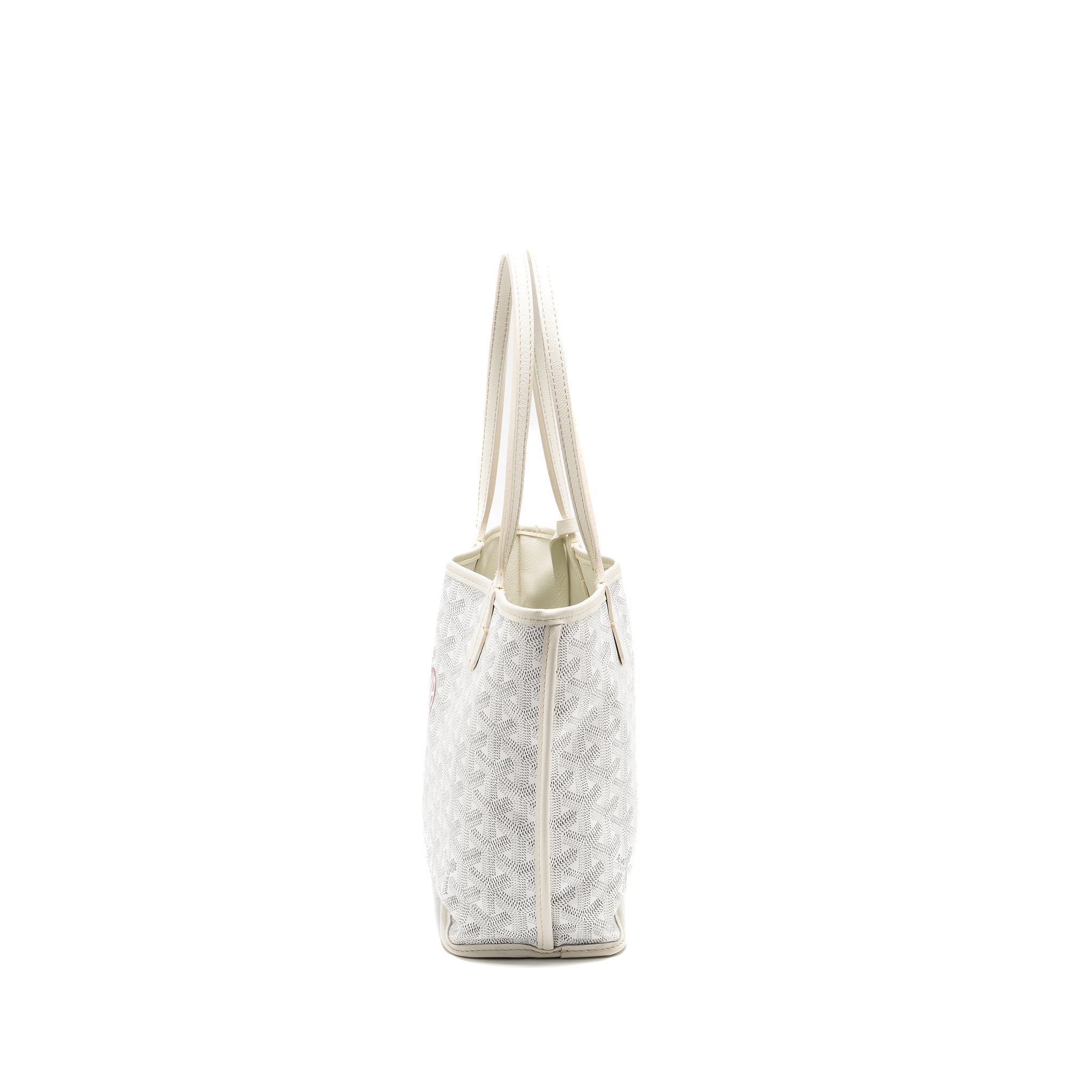 GOYARD MINI ANJOU TOTE BAG HEART GOYARDLINE CANVAS/LEATHER WHITE SHW