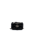 GUCCI MINI GG MARMONT MATELASSE BAG SEQUIN BLACK SHW